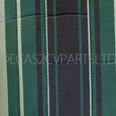 Seat upholstery set, 1 round corners (asymmetric), 2cv6, green and green striped (suit vert jade 2cv very well) , early 1980's