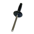 Set of 4 low pressure split black aluminium 'pop' rivets 4.8mm for one front 2cv mudflap (pop riveting tool NOT included).