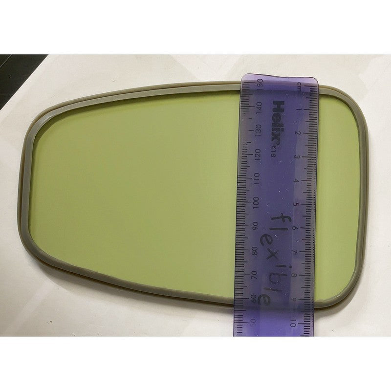 Mirror glass with fitted plastic surround repair, fits either side, convex, ready to easily fit one Citroen 2cv6 mirror head. Instruction below. SEE ALL DIMENSIONS IN IMAGES.