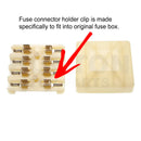 Fuse connector holder clip for glass fuse in original fuse box.