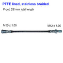 PTFE lined, stainless braided, brake flexible pipe hose, front, 2cv/AU/AZU June 1952 until July 1964.