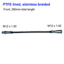 PTFE lined, stainless braided, brake flexible pipe hose, front, 2cv 1964 until 1970.