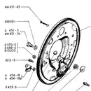 Drum hand brake cable stop clip bracket, RIGHT, including bolt, nut and washer.