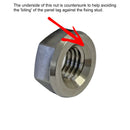 Flanged nut, stainless steel, M12, 19mm across flats to hold front wing of 2cv, 4 used per wing, price EACH.