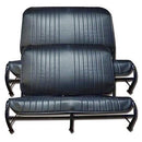 Seat cover set, open sides, black perforated targa vinyl, for 2cv with bench seat front and rear.