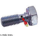 Union, banjo bolt, M7 x 1.00, 18mm long, for standard oil feed pipe, screw oil feed pipe to cyl head 1mm supply