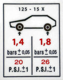 Tyre pressure sticker 2cv etc. 39mmx49mm.