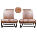 Front seat cover pair, brown targa vinyl for 2cv Club inside corners both square, asymmetrical, outside both round, perfect for earlier Acadiane. See notes