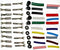 Connector set 3mm bullet, 10 pairs male, female with rubber + colour sleeves.