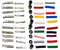 Connector set 4mm bullet, 10 pairs male gender, 10 female gender with rubber + colour sleeves.