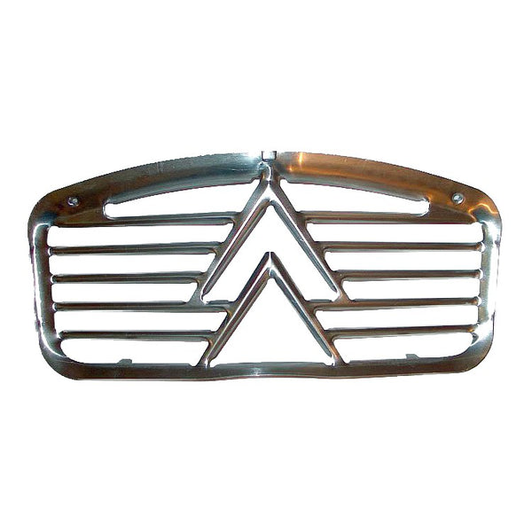 Grille, 2cv, 1960s type (also suitable for Dolly or Charleston), aluminium with large chevrons, PLEASE ALSO READ THE DESCRIPTION.
