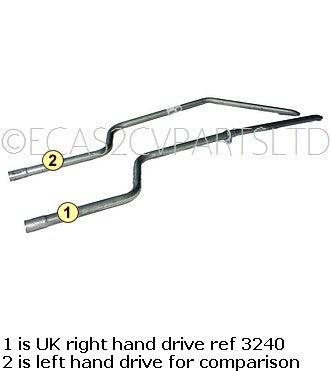 Tailpipe, 2cv6 etc., right hand drive (UK), this exits at the left hand bumper bracket. Made in England