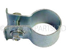 Stainless steel support clamp around standard 32mm diam. 2cv6 exhaust tailpipe.