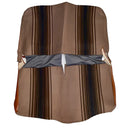Seat upholstery set, 1 round corners (asymmetric), 2cv6, brown with dark brown stripes, early 1980's
