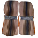 Seat upholstery set, 1 round corners (asymmetric), 2cv6, brown with dark brown stripes, early 1980's