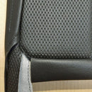 Seat cover set, black perforated targa vinyl, for asymmetrical seats with one round corner each. 2CV. See notes