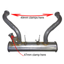 Clamp, exhaust, 47mm, complete, crossbox to interpipe 2cv6 etc. Only 1 on car. See description notes.