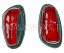 Indicator lens, red & white, Labinal pattern, dark grey, set of 2 lenses. DISCONTINUED