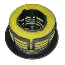 Air filter complete with foam, clamp for foam and cap, for plastic - bodied filter box.