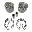 New pistons, pair, set of 2, 8.5:1 for Acadiane, 2cv6, Dyane 6, Mehari, includes rings, gudgeon pins and circlips.