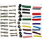 Connector set 3mm bullet, 10 pairs male gender, 10 female gender with rubber + colour sleeves.