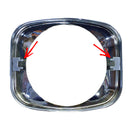 Headlight bezel, chromed, Dyane up to 12/78. (previously metal but these are updated to a chrome plastic version).