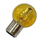 6 volt headlight bulb, yellow. BA21d, 3 way bayonet.