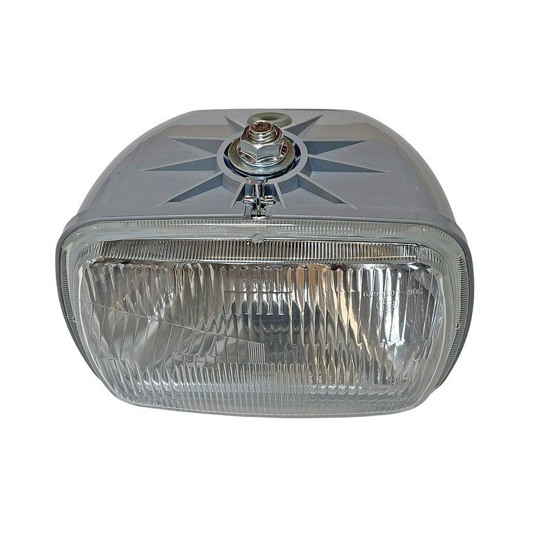 Headlight 2cv rectangular, system Seima, housing grey ABS plastic, optic is chromed plastic, very good copy of original