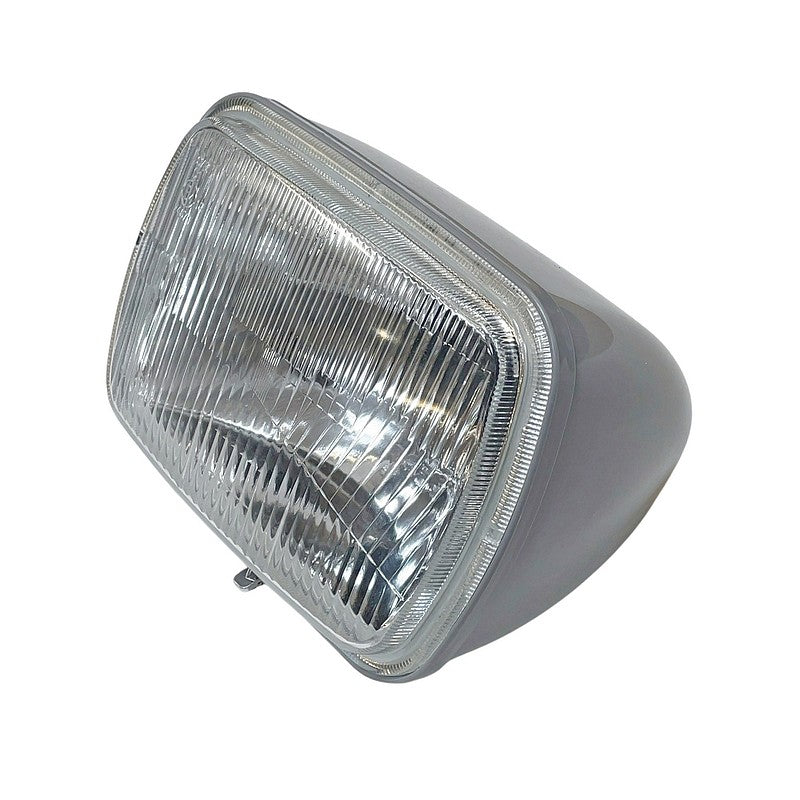 Headlight 2cv rectangular, system Seima, housing grey ABS plastic, optic is chromed plastic, very good copy of original