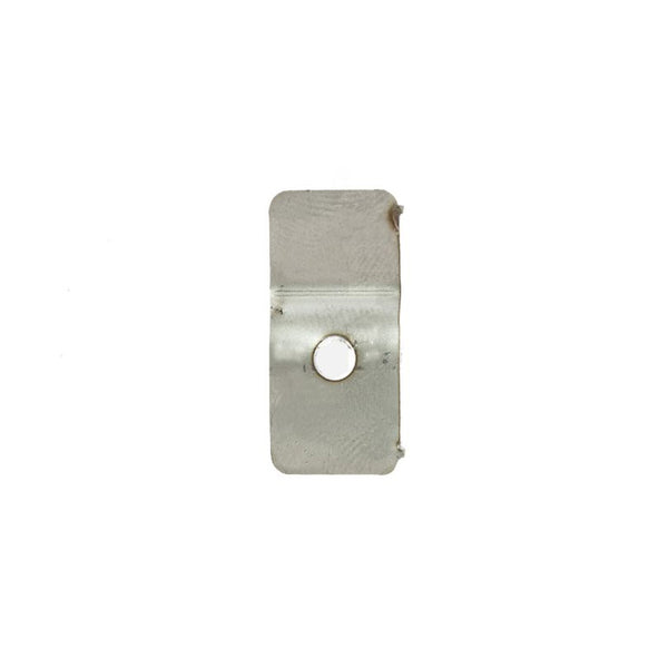 Metal fixing plate for rectangular plastic grommet plate, handbrake rod passes through bulkhead.