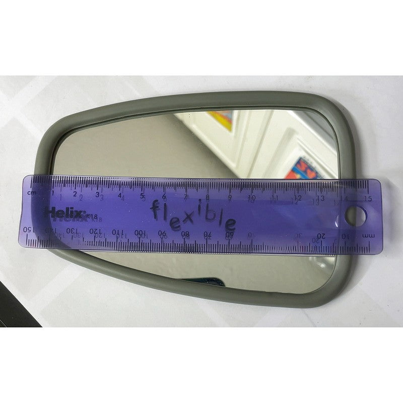 Mirror glass with fitted plastic surround repair, fits either side, convex, ready to easily fit one Citroen 2cv6 mirror head. Instruction below. SEE ALL DIMENSIONS IN IMAGES.