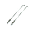 Battery carrier rod, set of two, M5, 25cm overall length with washers and nuts, in stainless steel.