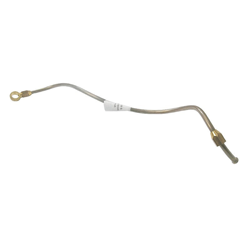 Brake pipe on rear arm, RIGHT, COPPER. 2cv etc, 1950 to 1964, Ami6 to 1963, banjo type, 6.35mm.