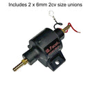 Facet  Posi-Flow Fuel pump, low pressure for 2cv, complete with 2 x 6mm unions. Non standard electric alternative which DOES NOT come with specific 2cv instructions.