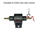Facet  Posi-Flow Fuel pump, low pressure for 2cv, complete with 2 x 6mm unions. Non standard electric alternative which DOES NOT come with specific 2cv instructions.