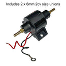 Facet  Posi-Flow Fuel pump, low pressure for 2cv, complete with 2 x 6mm unions. Non standard electric alternative which DOES NOT come with specific 2cv instructions.