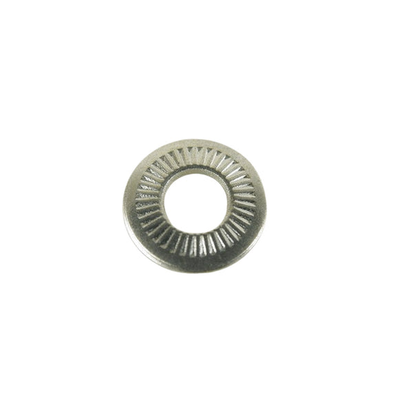 Washer, plated, Citroën ribbed belleville type, 5.5mm hole x 12mm. Per 50