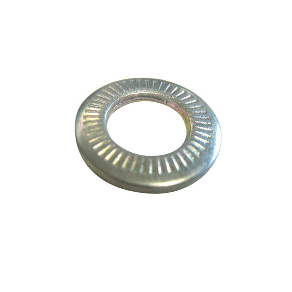 Washer, plated, Citroën ribbed belleville type, 7.5mm hole x 14mm. Per 50
