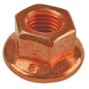 Nut, flange, M7 x 1.00 copper plated, for exhaust manifold stud