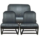 Seat cover set, black perforated targa vinyl, symmetrical, for seats with two round corners each.