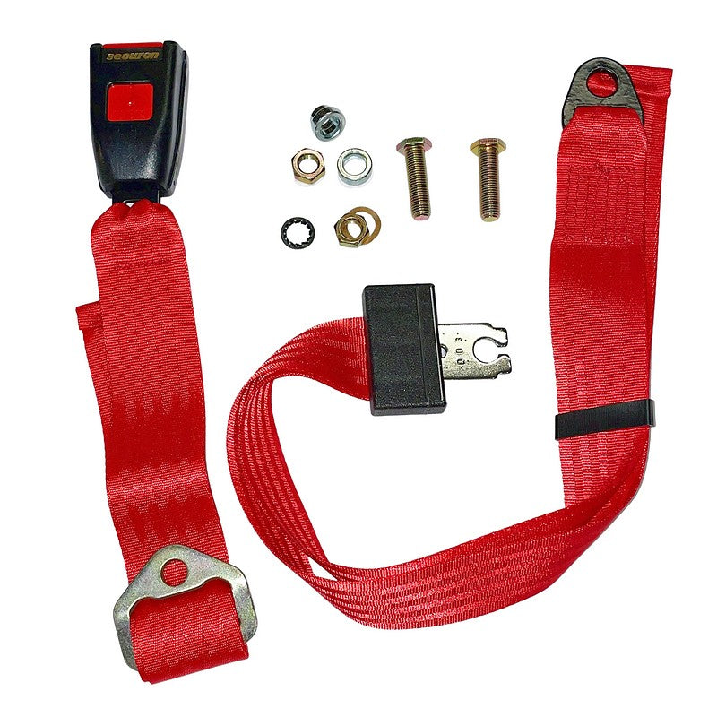 Lap seat belt, 2cv, RED, Dyane, rear. For one seating position. See description notes.