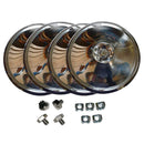 Hub cap, stainless steel, set of 4, with all fittings.