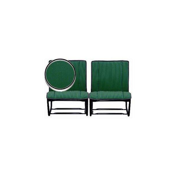 Front bench seat cover pair (2 covers), left and right, green and light green stripes in satin cotton