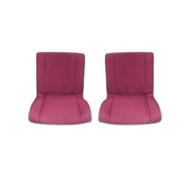 Rear bench seat cover pair (2 covers), left and right, rich, dark red and red stripes in satin cotton also for front AZ, AK400