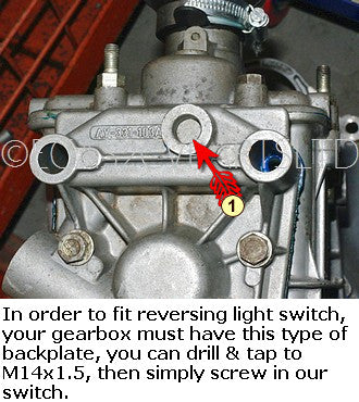 Reversing light switch, fits directly to gearbox back on certain 2cv and derived models. See notes on 2nd picture.