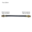 Rubber brake flexible pipe hose, front, 2cv4 02/70 to 06/70, M14x1.5, M9, 265mm, M14x1.5, M9