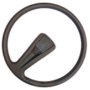 Steering wheel, black, single spoke, 383mm diam., For Charleston or Club, original soft type. Fits Dolly and Special perfectly BUT see important notes.