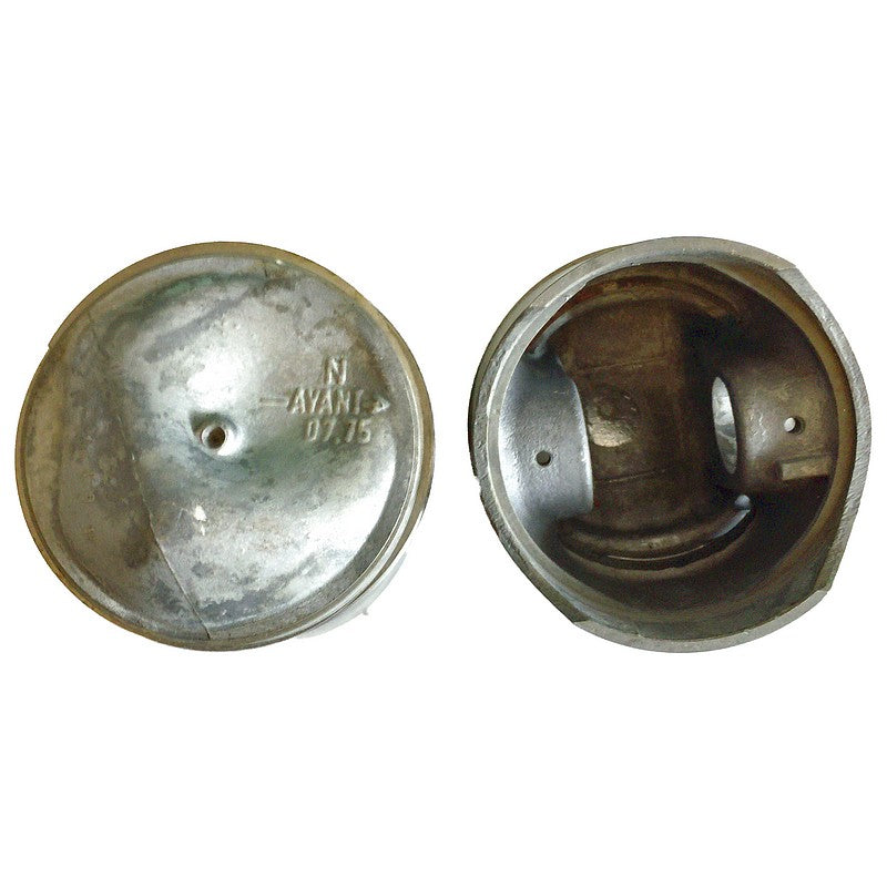 Piston and rings set, pair, only, Ami6 AK350, 7.75:1 CR. 602cc M4 engine, 75mm (1mm over size), price for 2 pistons