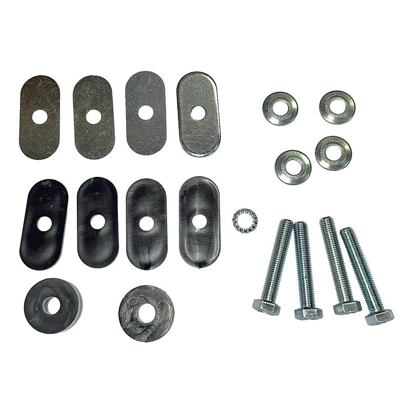 Set of fasteners, washers and spacers to hold one plastic fuel tank to a standard 2cv etc. chassis.