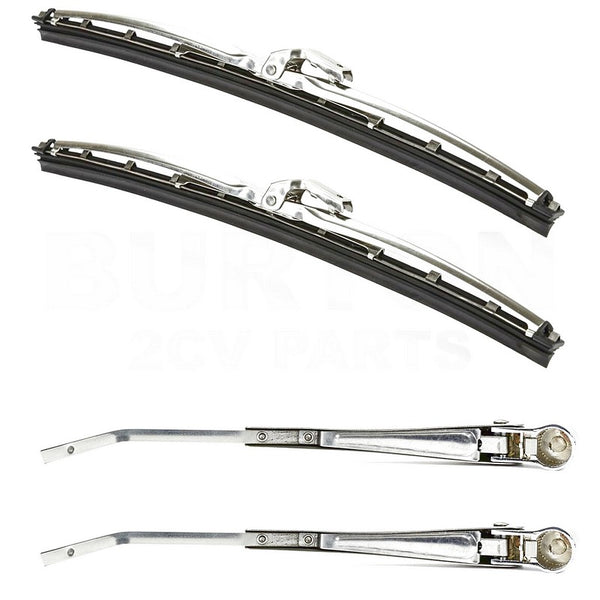 Wiper arm and wiper blade 2CV, made by Burton, a pair of stainless wiper blade and arm suitable for LEFT SIDE ONLY wiper parking. See notes.